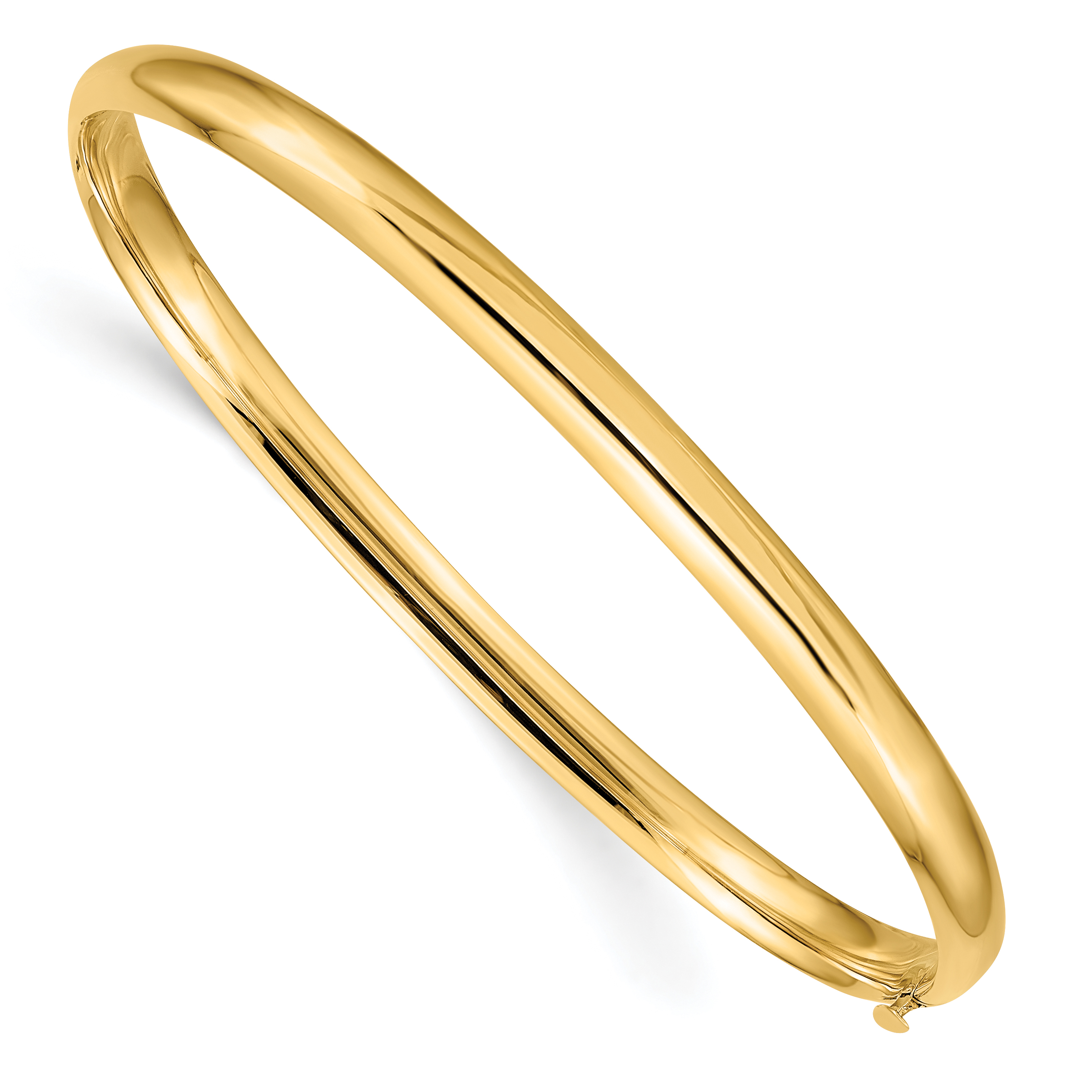 14k 3/16 High Polished 5.00mm Hinged Oval Bangle Bracelet (HP3/16)