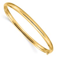 14K Yellow Gold 0.19 High Polished 5.00mm Hinged Oval Bangle Bracelet view 1