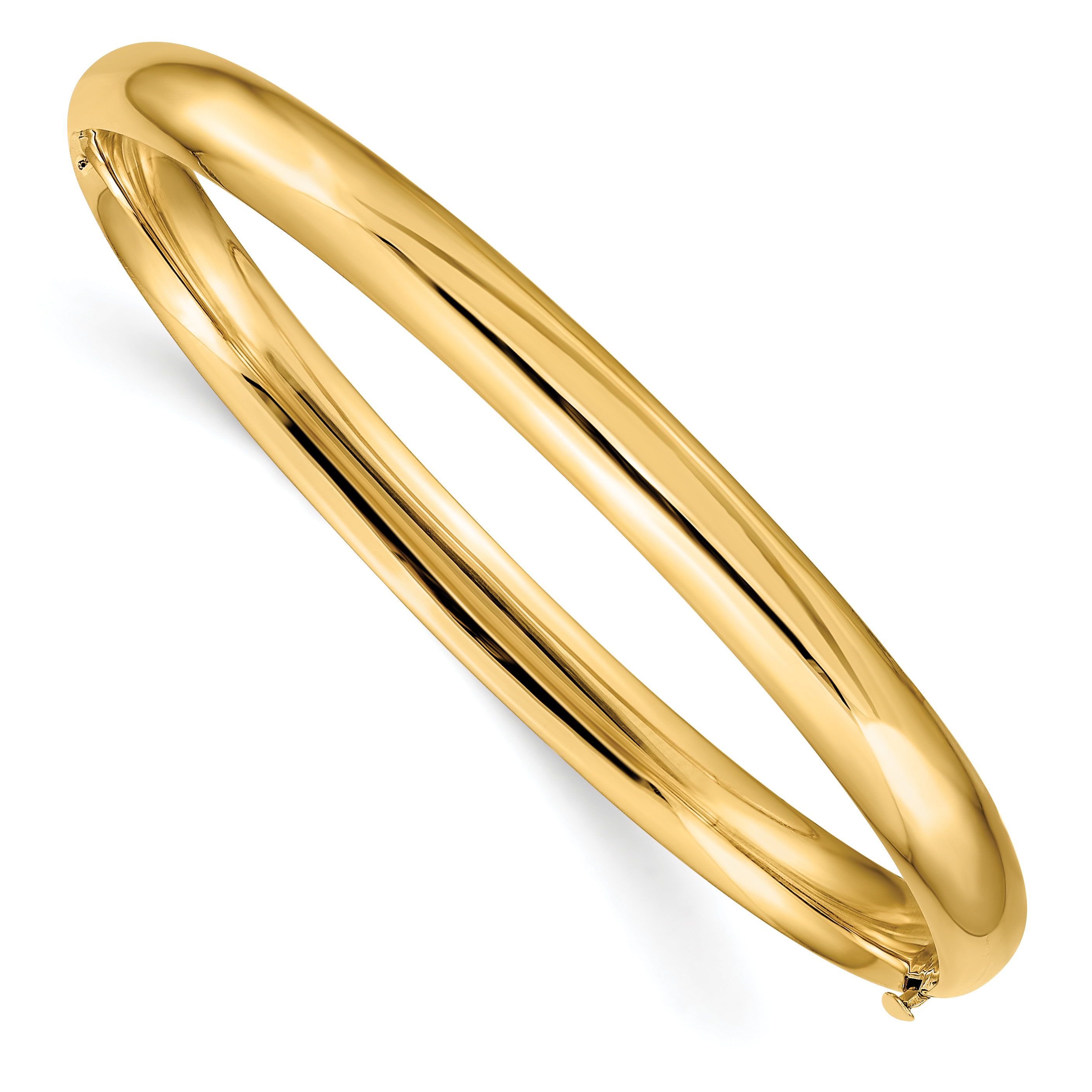 14k 4/16 High Polished 6.00mm Hinged Oval Bangle Bracelet (HP4/16)