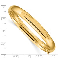 14K Yellow Gold 5/16 High Polished 8.00mm Hinged Oval Bangle Bracelet view 3
