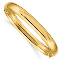 14K Yellow Gold 5/16 High Polished 8.00mm Hinged Oval Bangle Bracelet view 1