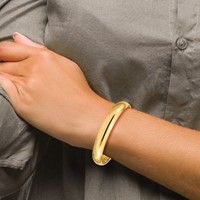14K Yellow Gold 7/16 High Polished 10.00mm Hinged Oval Bangle Bracelet view 4