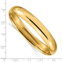 14K Yellow Gold 7/16 High Polished 10.00mm Hinged Oval Bangle Bracelet view 3