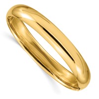 14K Yellow Gold 7/16 High Polished 10.00mm Hinged Oval Bangle Bracelet view 1