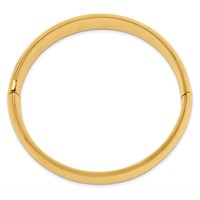 14K Yellow Gold 9/16 Oversize High Polished 14.5mm Hinged Oval Bangle Bracelet view 2