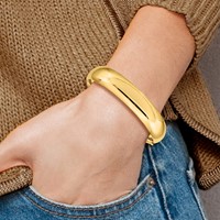 14K Yellow Gold 9/16 Oversize High Polished 14.5mm Hinged Oval Bangle Bracelet view 4