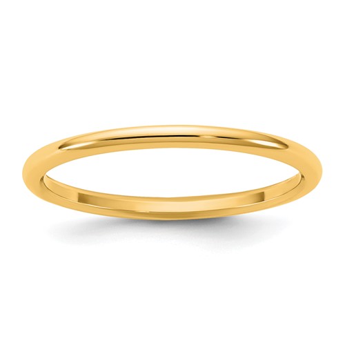 14K 1.5mm Yellow Gold Half Round Band, Size 5