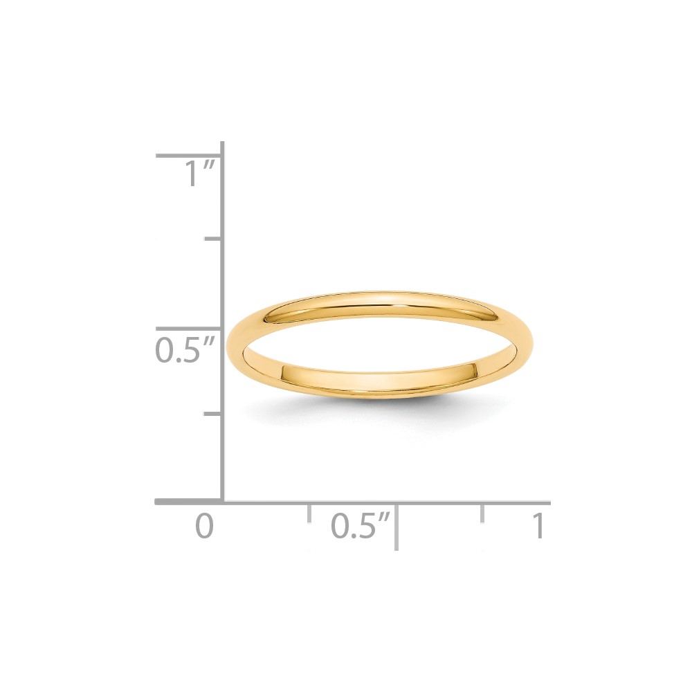14k Yellow Gold 2mm Half Round Wedding Band Size 9 (HR020-9)