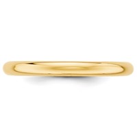 14K Yellow Gold 2.5mm Half Round Wedding Band view 2