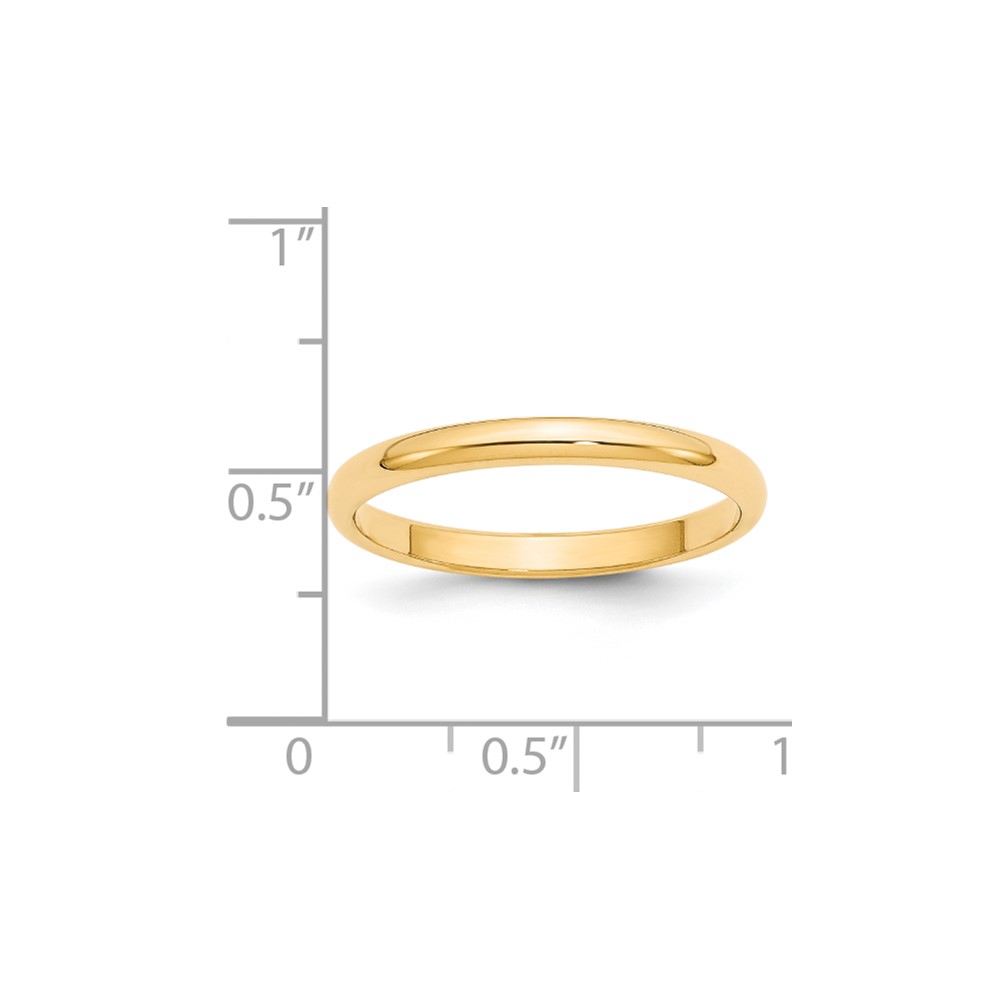 14k Yellow Gold 2.5mm Half Round Wedding Band Size 6 (HR025-6)