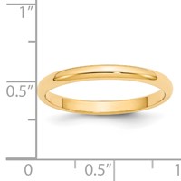 14K Yellow Gold 2.5mm Half Round Wedding Band view 3