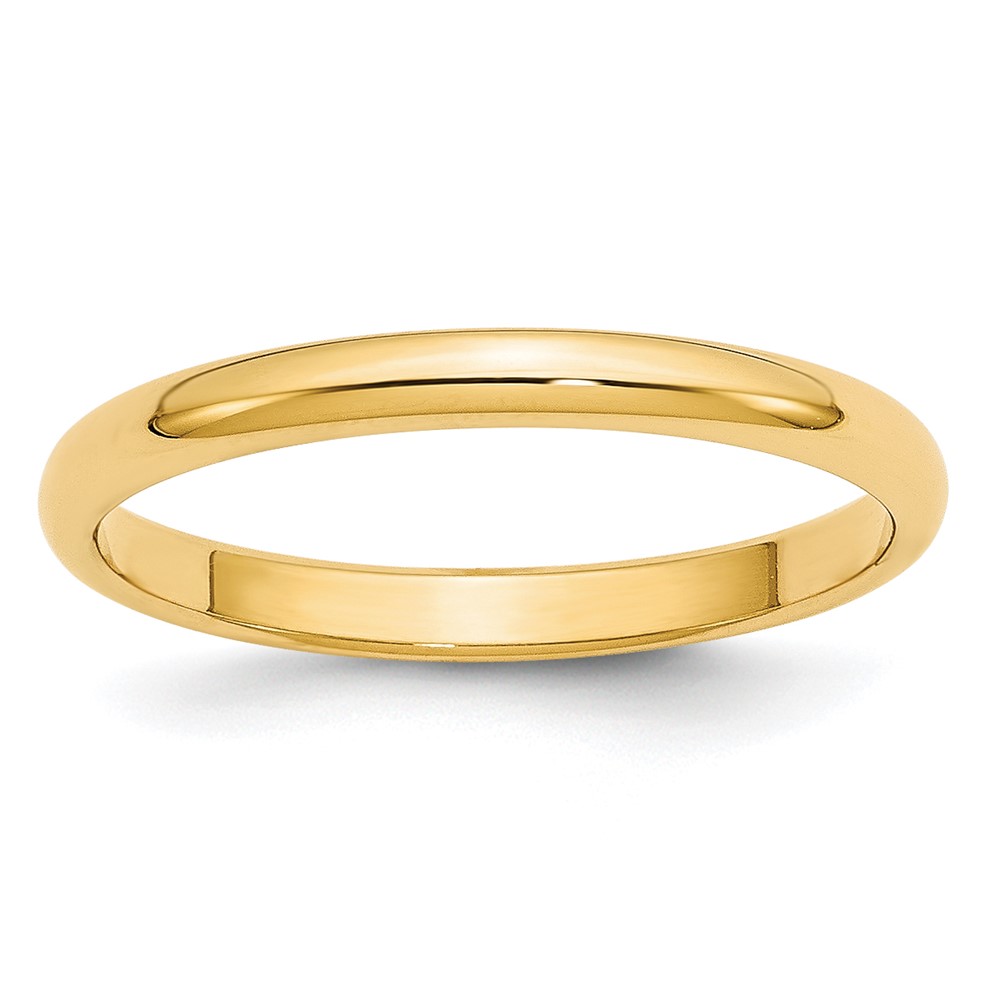 14k Yellow Gold 2.5mm Half Round Wedding Band Size 5 (HR025-5)