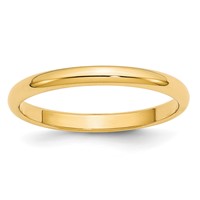 14K Yellow Gold 2.5mm Half Round Wedding Band view 1