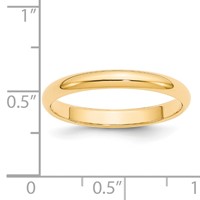 14K Yellow Gold 3mm Half-Round Wedding Band view 4