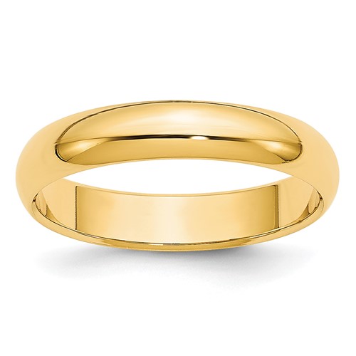 14K 3.5mm Yellow Gold Half Round Band, Size 5