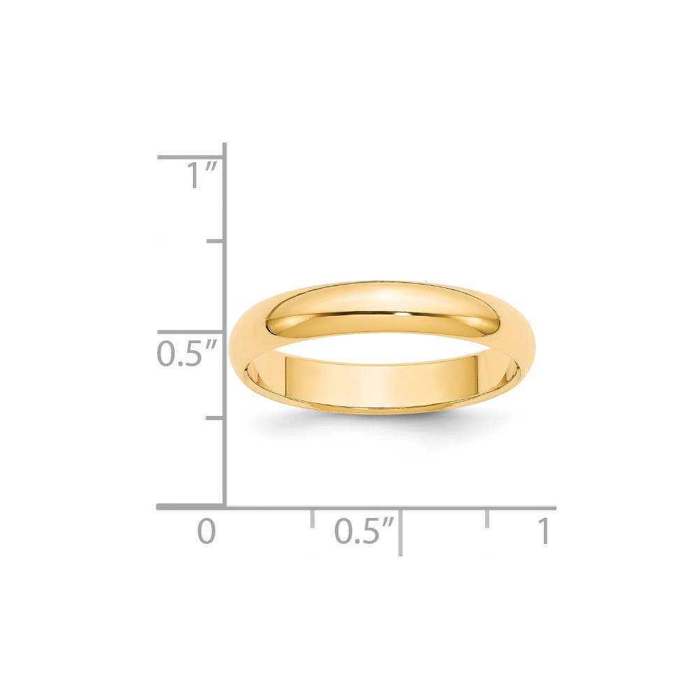 14k Yellow Gold 4mm Half-Round Wedding Band Size 4 (HR040-4)