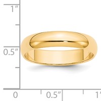 14K Yellow Gold 5mm Half-Round Wedding Band view 4