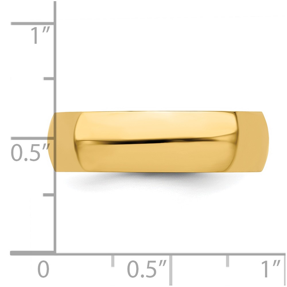 14k Yellow Gold 6mm Half-Round Wedding Band Size 8.5 (HR060-8.5)