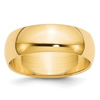 14K Yellow Gold 6mm Half-Round Wedding Band - Size 4 view 1