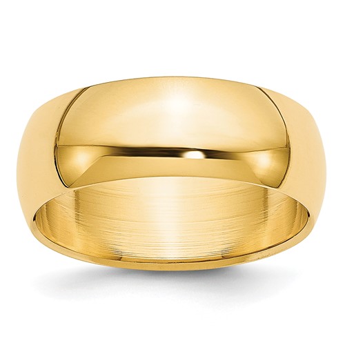 10K 6.5mm Yellow Gold Half Round Band, Size 10