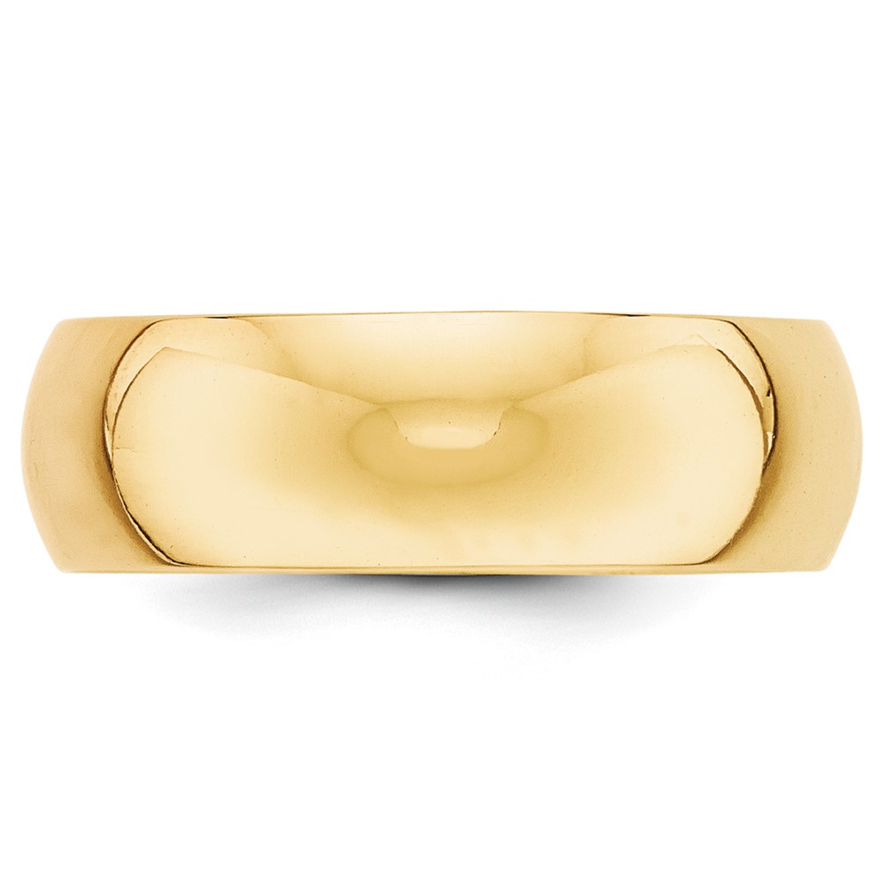 14k Yellow Gold 7mm Half-Round Wedding Band Size 12 (HR070-12)