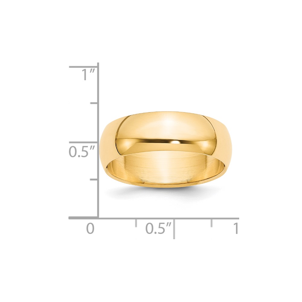 14k Yellow Gold 7mm Half-Round Wedding Band Size 12 (HR070-12)
