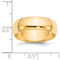 14K Yellow Gold 7mm Half-Round Wedding Band view 3