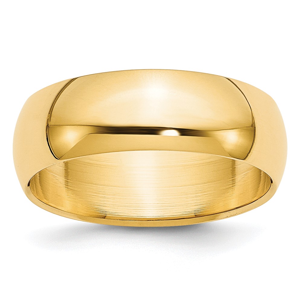 14k Yellow Gold 7mm Half Round Wedding Band Size 13 (HR070-13)