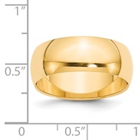 14K Yellow Gold 8mm Half-Round Wedding Band view 3