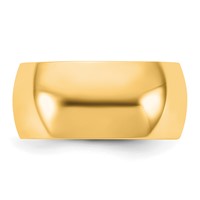 14K 9mm Yellow Gold Half Round Band view 3