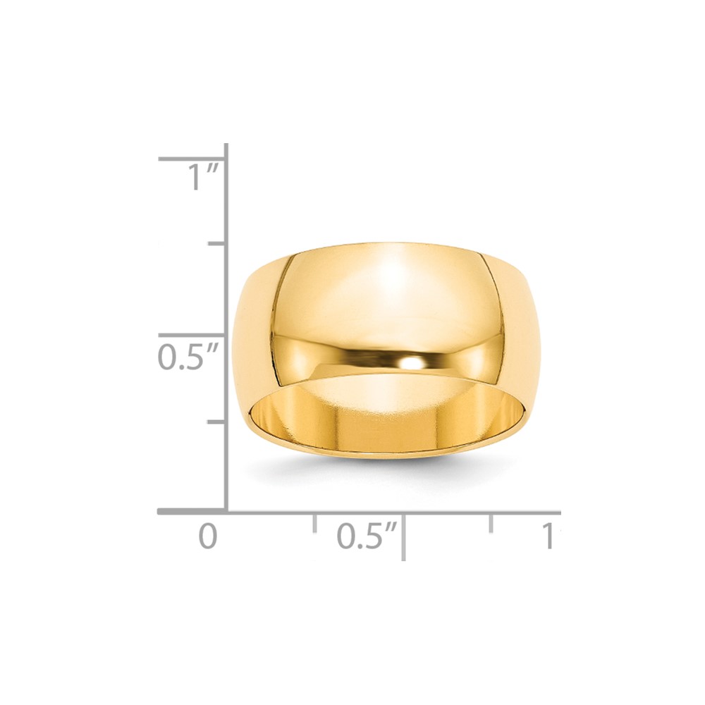 14k Yellow Gold 10mm Half-Round Wedding Band Size 4 (HR100-4)
