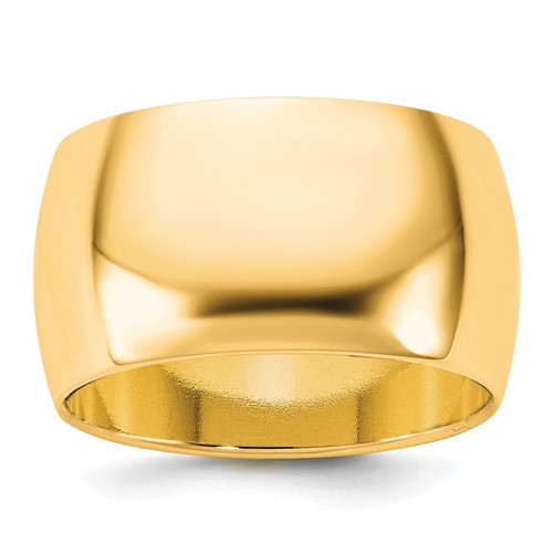 10K 11mm Yellow Gold Half Round Band, Size 6