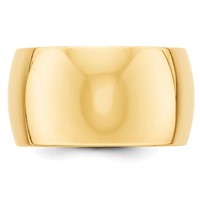 14K Yellow Gold 12mm Half Round Wedding Band view 2