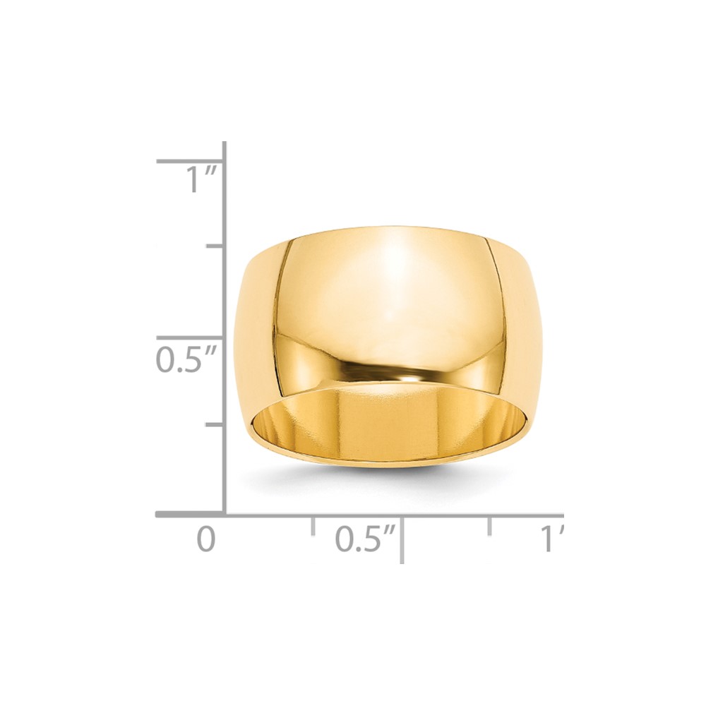 14k Yellow Gold 12mm Half Round Wedding Band Size 7 (HR120-7)