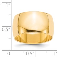 14K Yellow Gold 12mm Half Round Wedding Band view 3