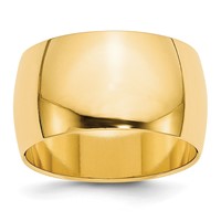 14K Yellow Gold 12mm Half Round Wedding Band view 1