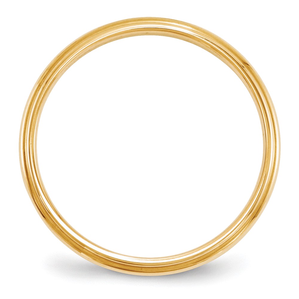 14k Yellow Gold 2.5mm Half Round with Edge Wedding Band Size 8 (HRE025-8)