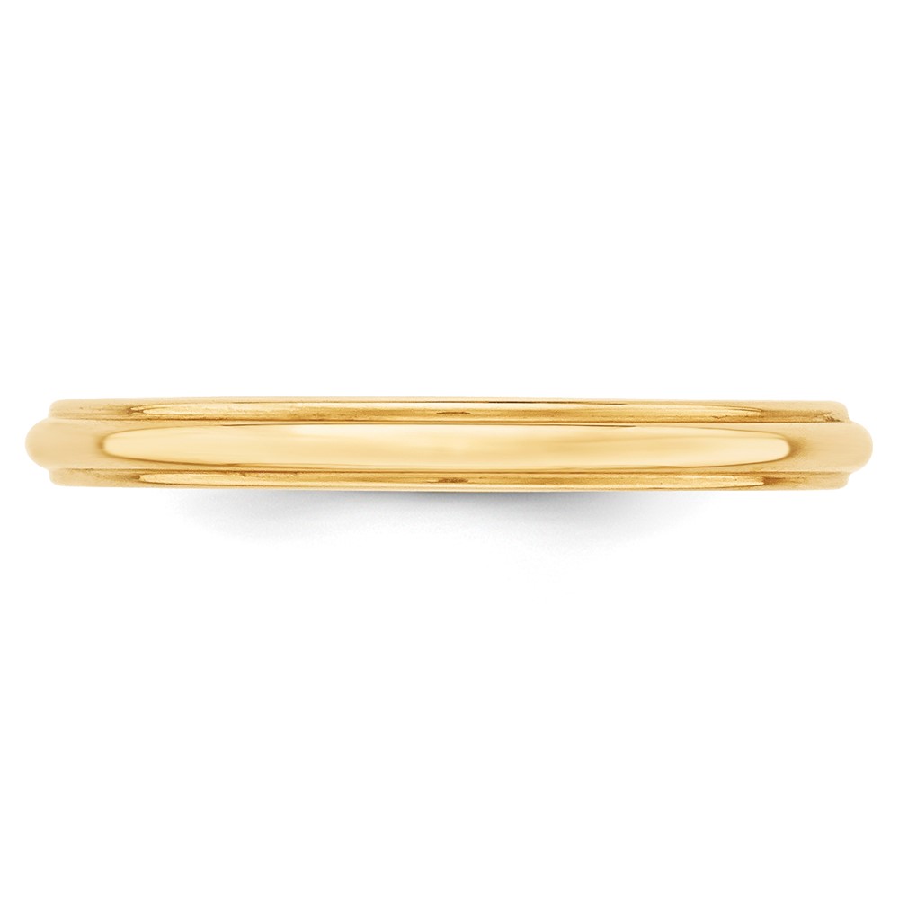 14k Yellow Gold 2.5mm Half Round with Edge Wedding Band Size 8 (HRE025-8)