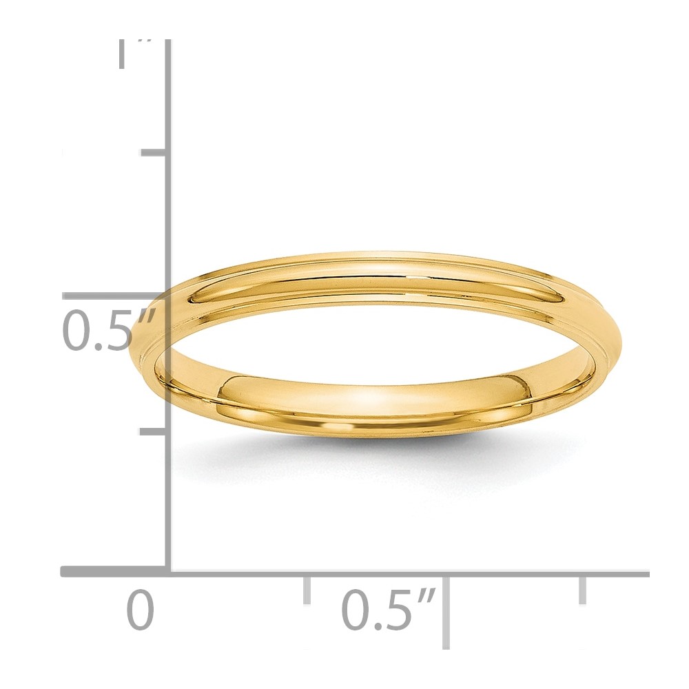 14k Yellow Gold 2.5mm Half Round with Edge Wedding Band Size 8 (HRE025-8)