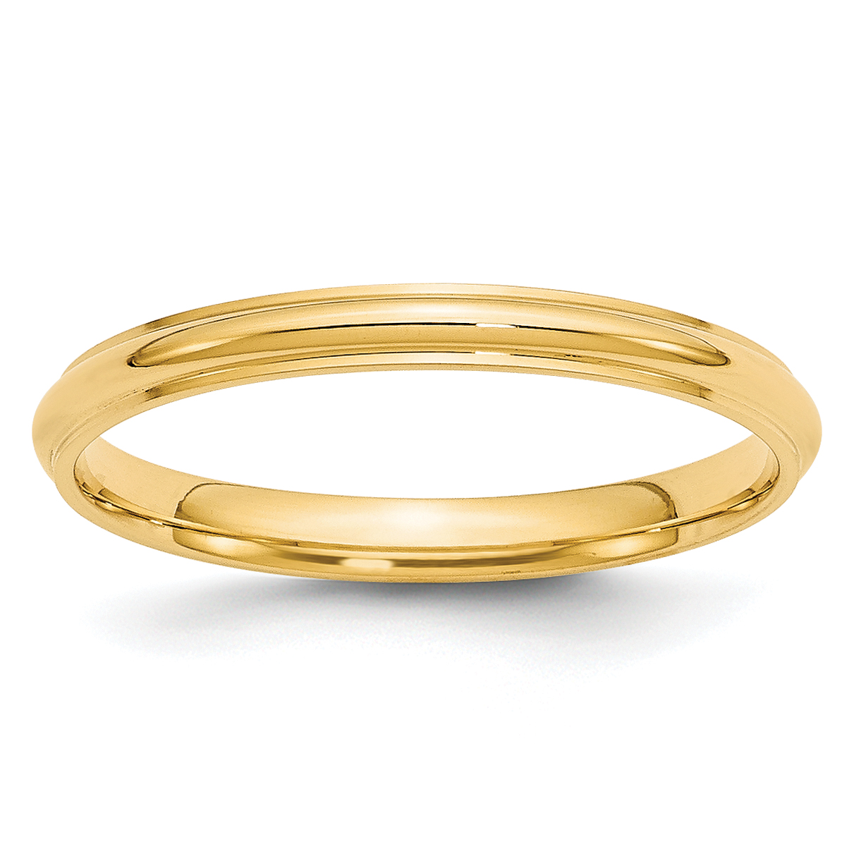 14k Yellow Gold 2.5mm Half Round with Edge Wedding Band Size 5.5 (HRE025-5.5)