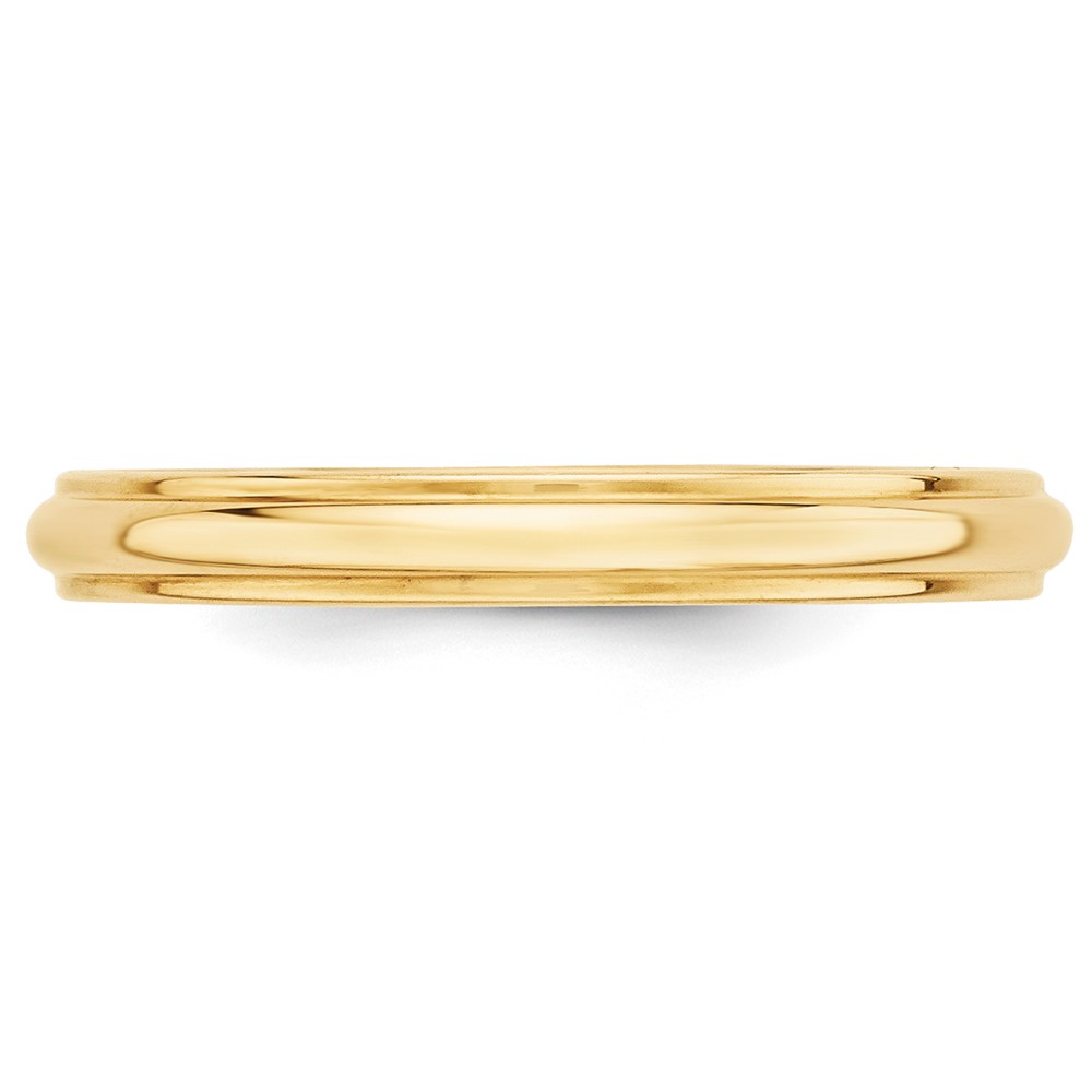 14k Yellow Gold 3mm Half Round with Edge Wedding Band Size 10 (HRE030-10)