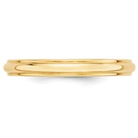 14K Yellow Gold 3mm Half Round Band with Edge Wedding view 3