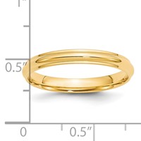14K Yellow Gold 3mm Half Round Band with Edge Wedding view 4