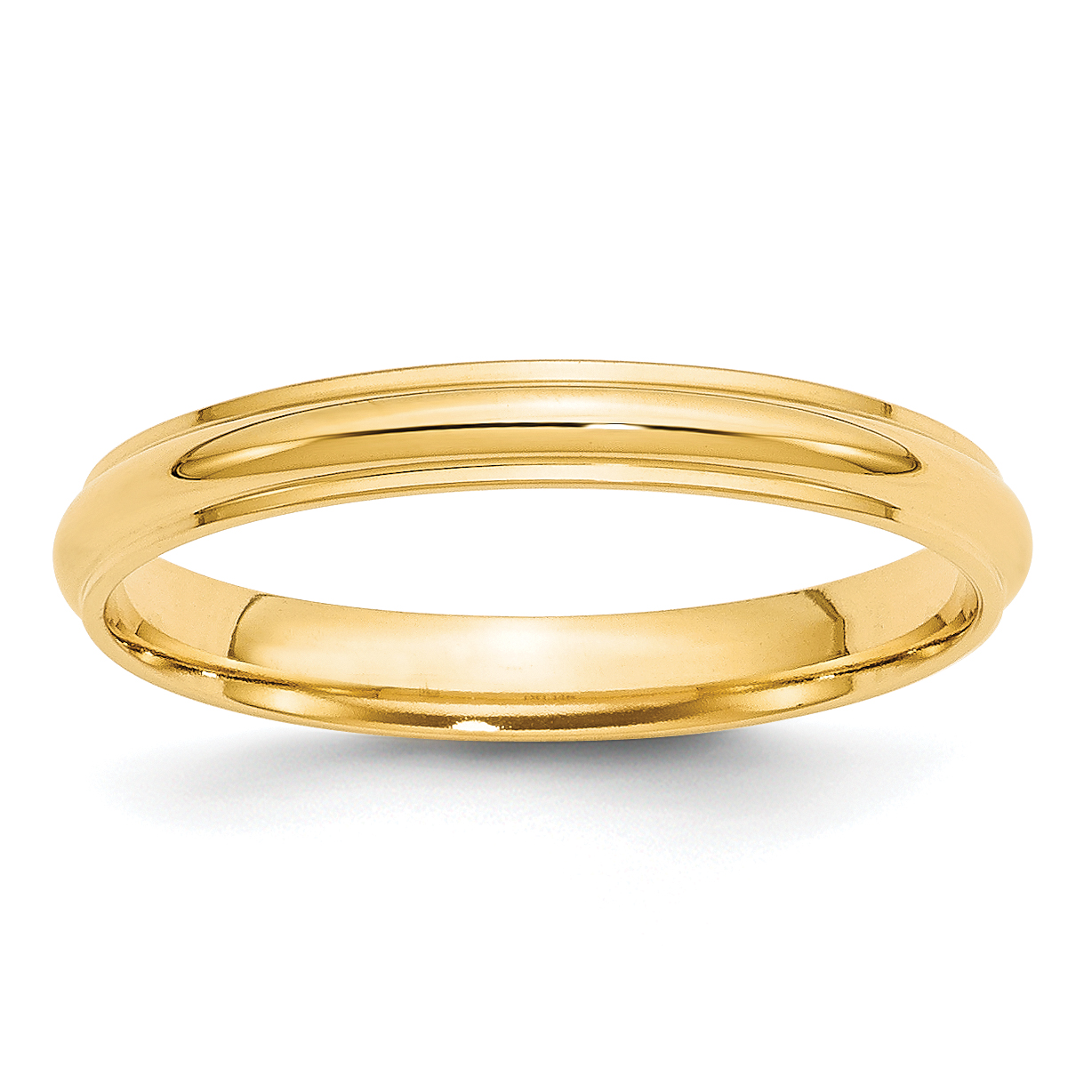 14k Yellow Gold 3mm Half Round with Edge Wedding Band Size 10 (HRE030-10)