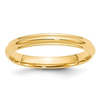 14K Yellow Gold 3mm Half Round Band with Edge Wedding view 1