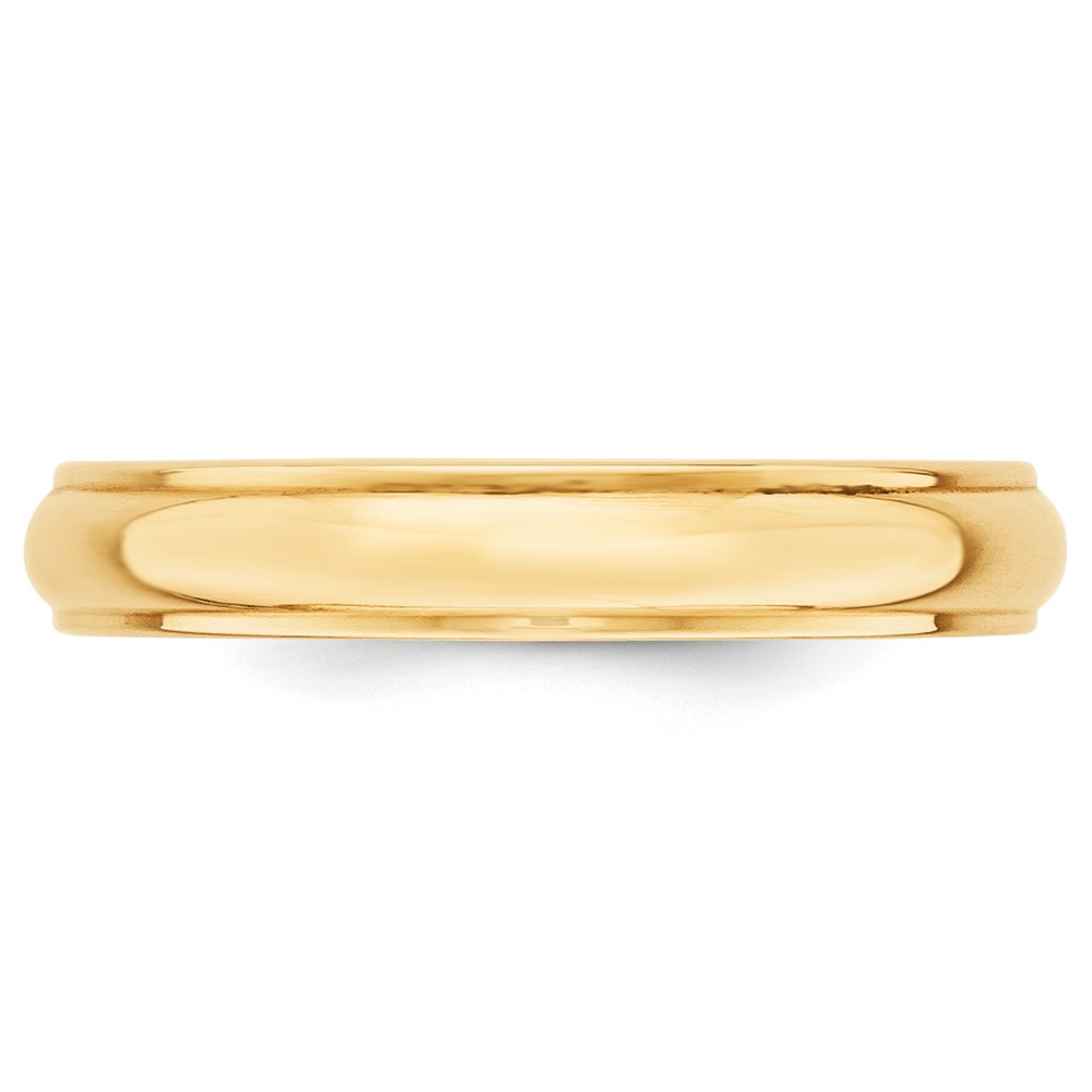 14k Yellow Gold 4mm Half Round with Edge Wedding Band Size 10 (HRE040-10)