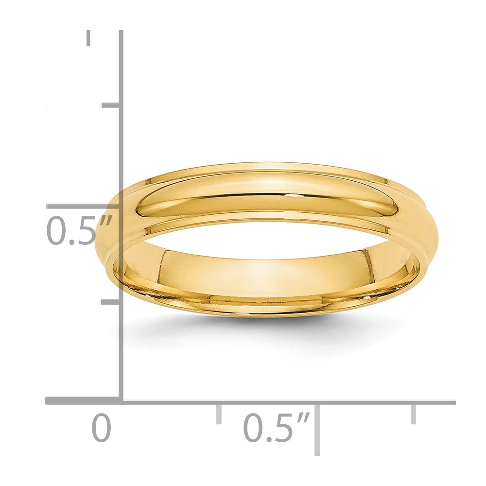 14k Yellow Gold 4mm Half Round with Edge Wedding Band Size 10 (HRE040-10)