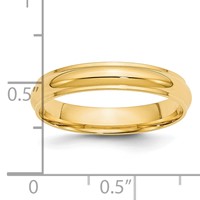 14K Yellow Gold 4mm Half Round Band with Edge Wedding view 3