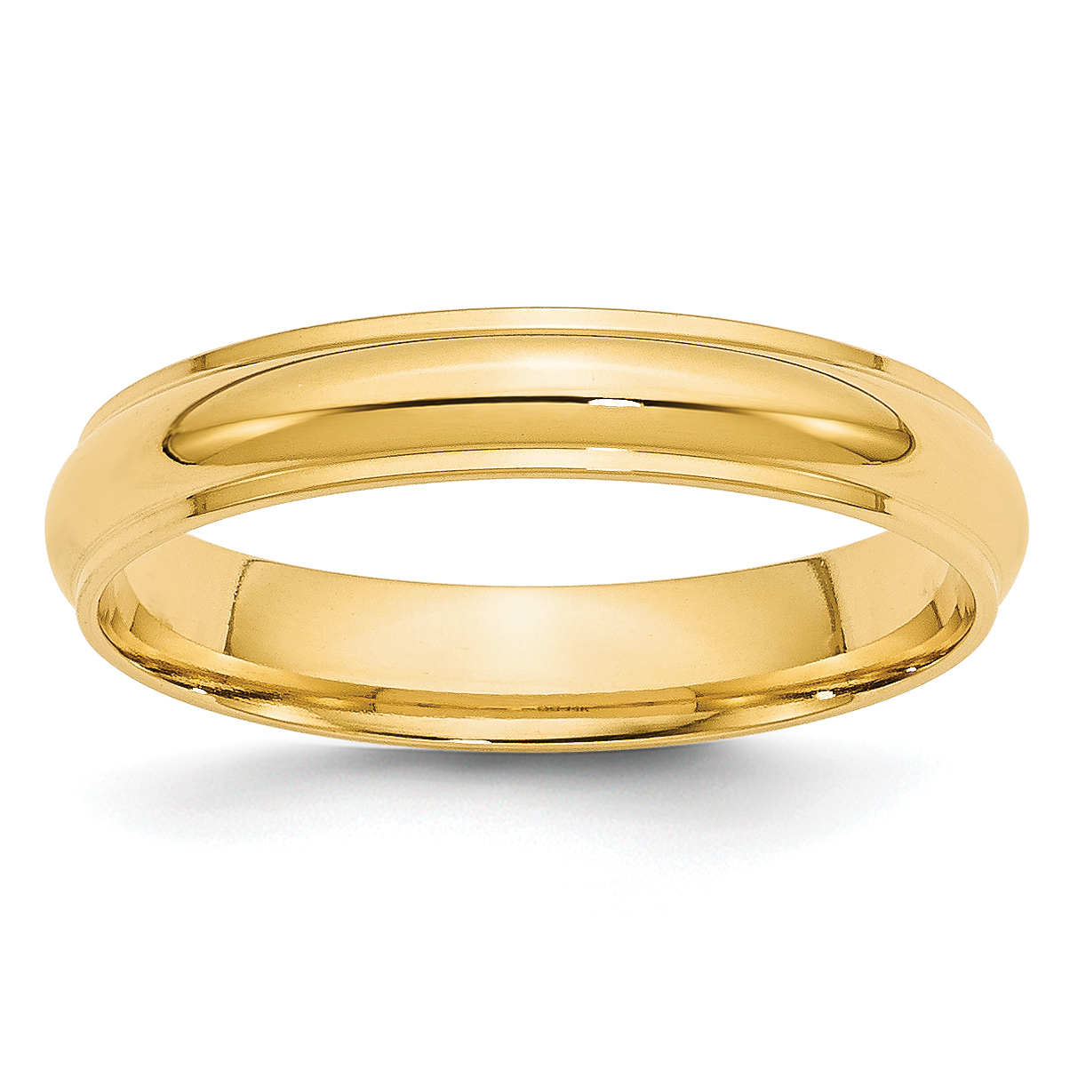14k Yellow Gold 4mm Half Round with Edge Wedding Band Size 10 (HRE040-10)
