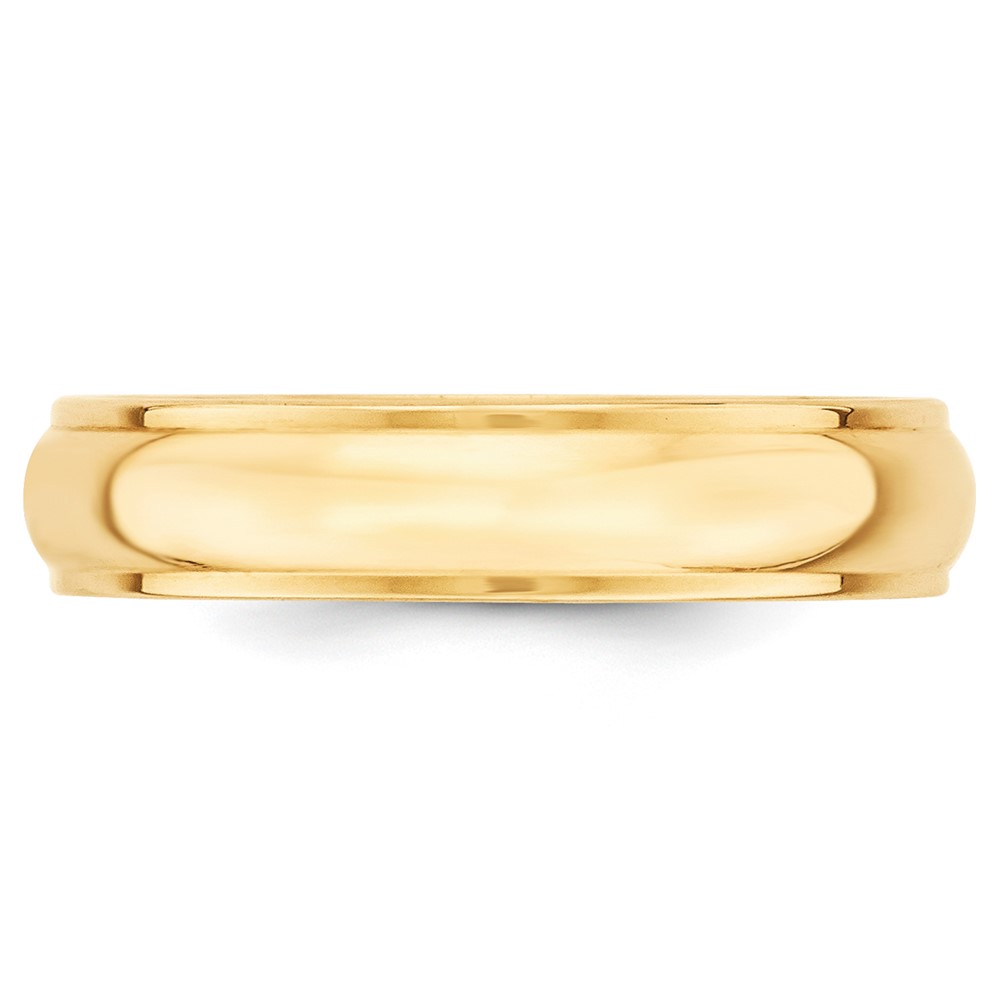 14k Yellow Gold 5mm Half Round with Edge Wedding Band Size 9.5 (HRE050-9.5)